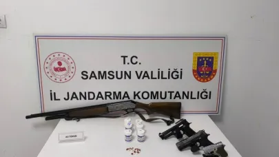 Jandarma uyuşturucu hap ve silah ele geçirdi