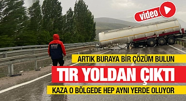 Örence köyü mevkiinde dorsesi ayrılan tanker bariyerlere çarptı