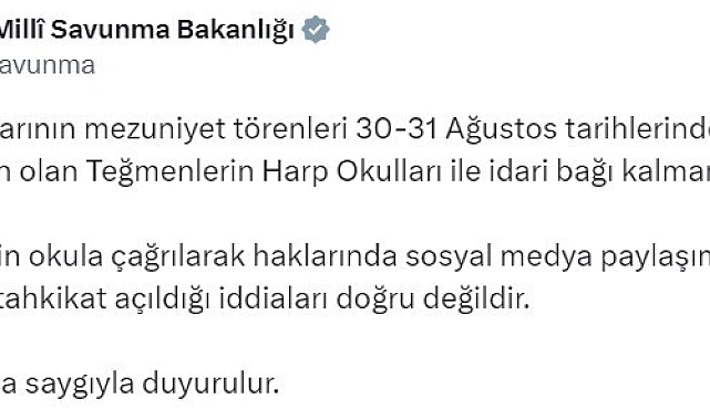 MSB: "Teğmenlere tahkikat açıldığı iddiaları doğru değildir"