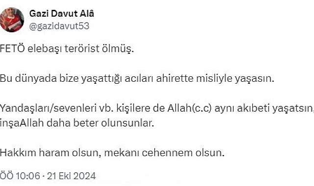 Gazi Tümgeneral Davut Alâ: "FETÖ'nün mekanı 'cehennem' olsun"