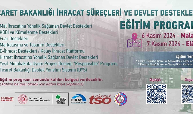 Ticaret Bakanlığı ihracat süreçleri ve devlet destekleri eğitim programı başlıyor