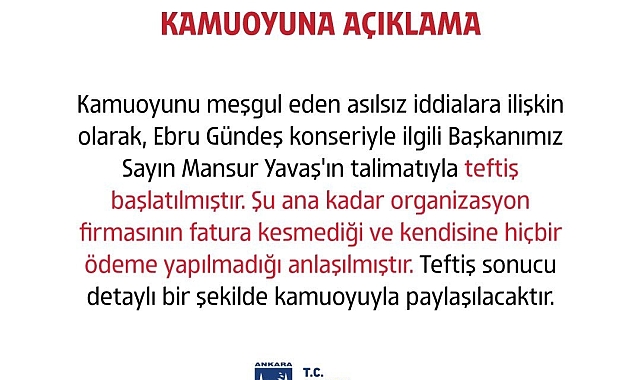 ABB'den Ebru Gündeş konserine ilişkin açıklama