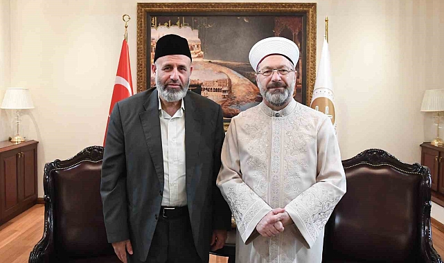 Diyanet İşleri Başkanı Erbaş, Filistinli Alimler Birliği Başkanı Tekruri'yi kabul etti
