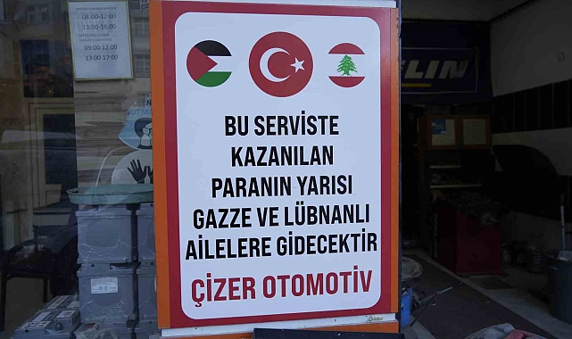 Gümüşhane'de otomobil servisinin gelirinin yarısı Gazze ve Lübnan'a gidiyor