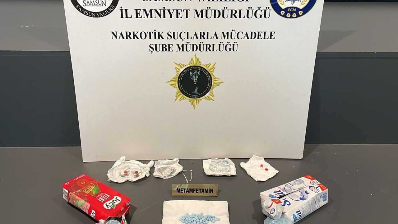 Samsun’da meyve suyu kutularında uyuşturucu hap ele geçirildi
