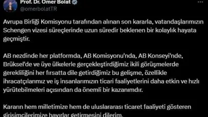 Bakan Bolat: "Schengen vizesi süreçlerinde uzun süredir beklenen bir kolaylık hayata geçmiştir"