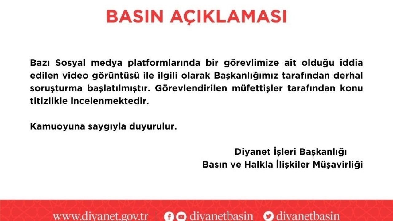 Diyanet’ten rüşvet iddiasına soruşturma