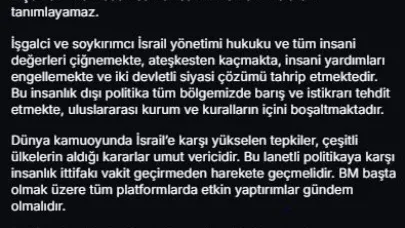 Cumhurbaşkanı Yardımcısı Yılmaz: "Mazlum Filistin halkı ile dayanışmamızı tüm imkanlarımız ile sürdüreceğiz"