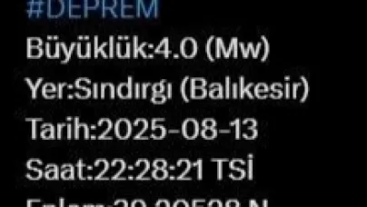 Balıkesir’de 4 büyüklüğünde deprem