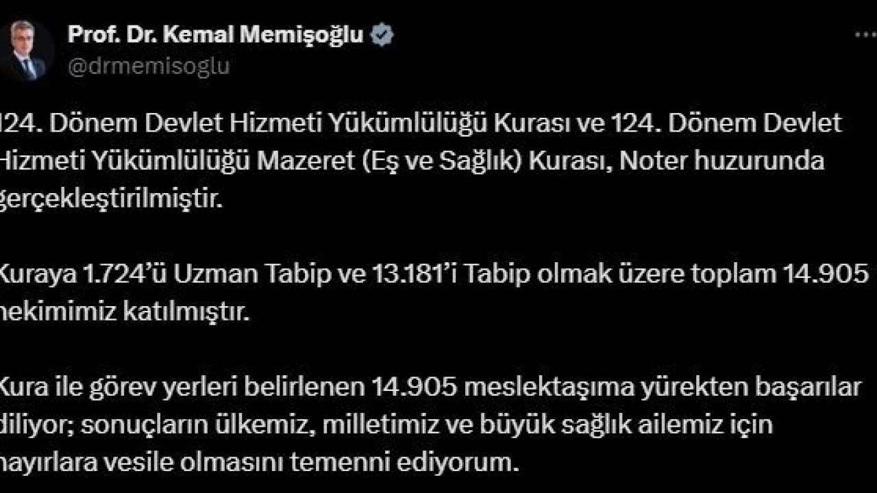 Eş ve Sağlık kurası gerçekleşti