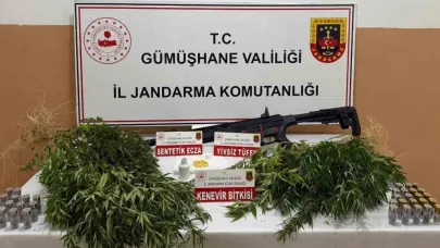Gümüşhane’de kaçak alkol, kenevir ve ruhsatsız silah ele geçirildi