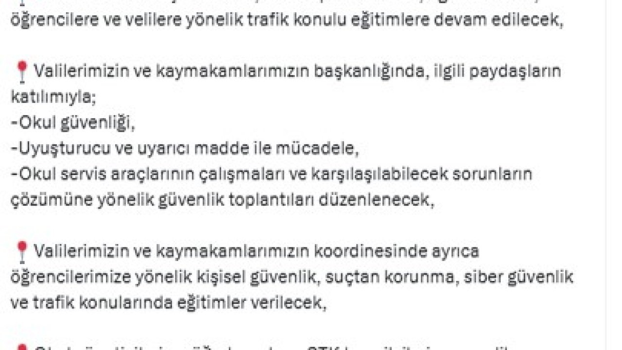 Bakan Yerlikaya’dan, 2025-2026 eğitim öğretim yılı için alınan tedbirlere ilişkin açıklama