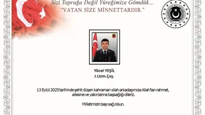 MSB’den şehit Uzman Çavuş Yücel Yeşil için başsağlığı mesajı