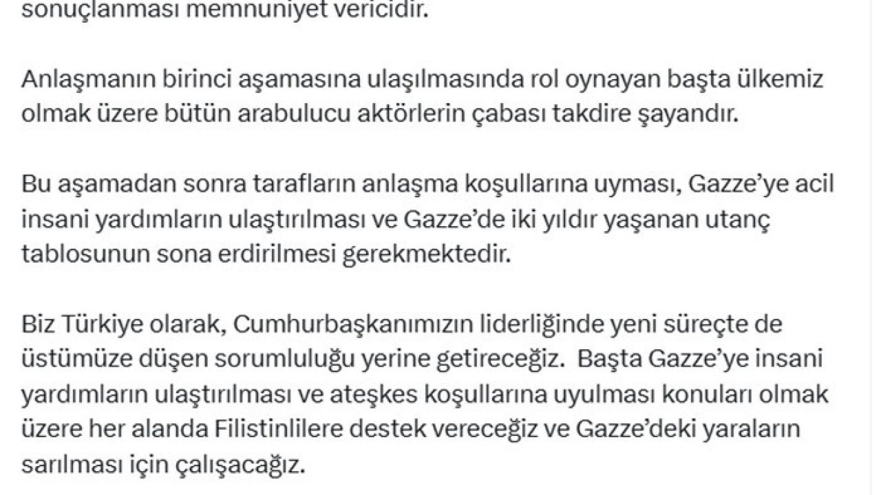 İletişim Başkanı Duran: &quot;İsrail ile Hamas arasındaki uzlaşma memnuniyet verici&quot;