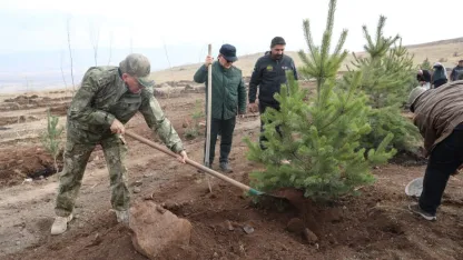 Şehit arkadaşlarının hatırasına 2 bin 400 rakımlı tepeye ağaç diktiler