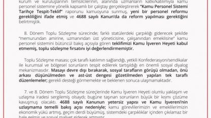 Memur-Sen Başkanlar Kurulu: "Türkiye Yüzyılı’na yakışır, 4688 sayılı Kanunu’nda ivedi reform yapılması çağrısında bulunuyoruz"