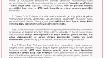 Memur-Sen Başkanlar Kurulu: "Türkiye Yüzyılı’na yakışır, 4688 sayılı Kanunu’nda ivedi reform yapılması çağrısında bulunuyoruz"