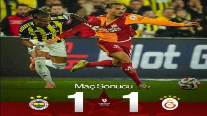 Fenerbahçe 1-1 Galatasaray maç özeti ve golleri (Özet) Derbi kaç kaç bitti?