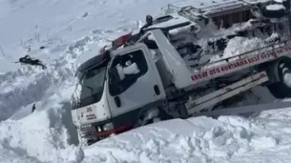 Çekici taşıdığı araç ile şarampole devrildi