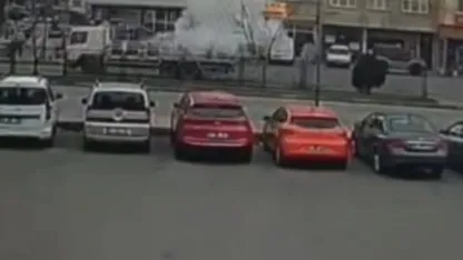 Trabzon’da seyir halindeki tüp kamyonunda korkutan patlama