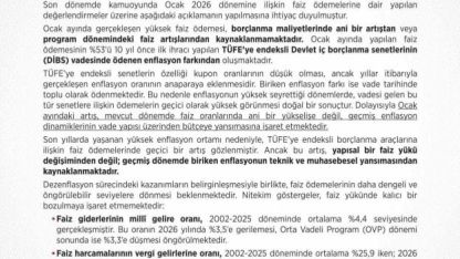 Hazine ve Maliye Bakanlığı: "Enflasyonun yüksek seyrettiği dönemlerde ödemelerin geçici olarak yüksek görünmesi doğal bir sonuçtur"