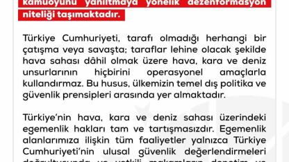 DMM: "Türkiye’nin İran’a yönelik son saldırılara destek verdiği yönündeki iddialar tamamen asılsızdır"