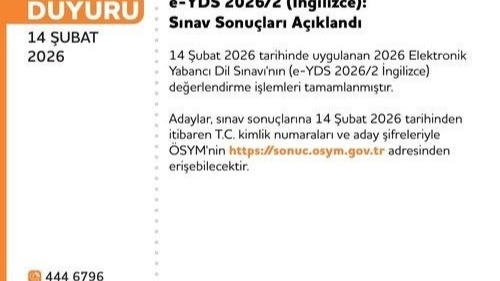 YDS 2026/2 sonuçları açıklandı