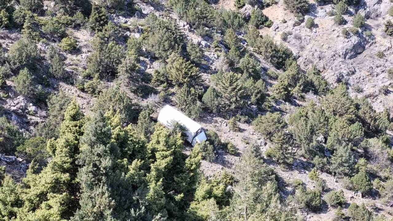 Kemaliye’de freni patlayan kamyon uçuruma yuvarlandı