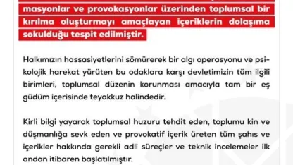 DMM: "Vatandaşlarımızın resmi açıklamaları esas alması kritik önem arz etmektedir"