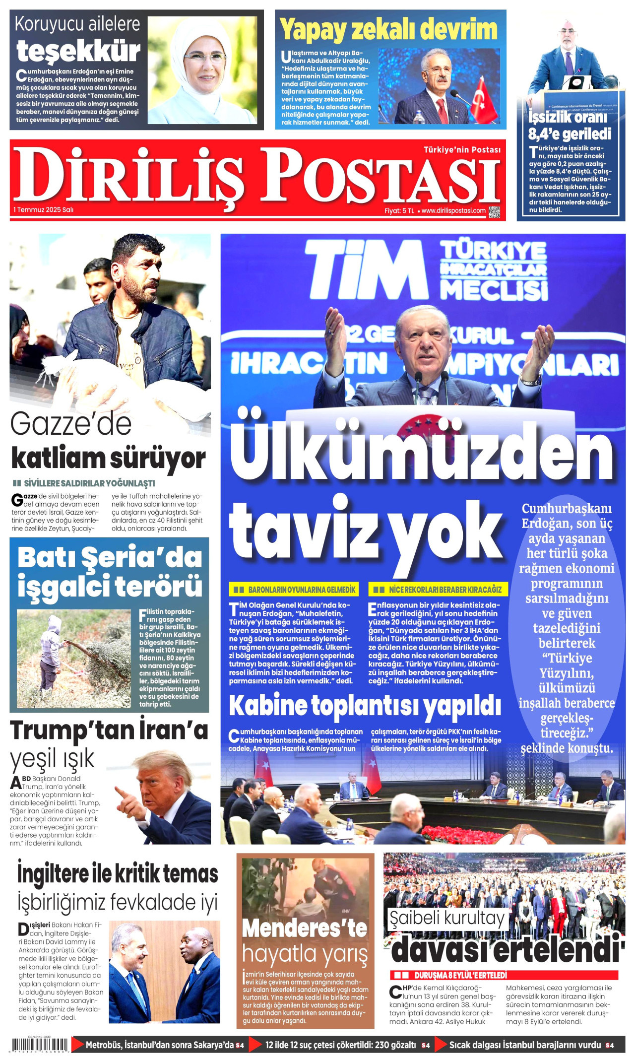 DİRİLİŞ POSTASI Gazete Manşeti