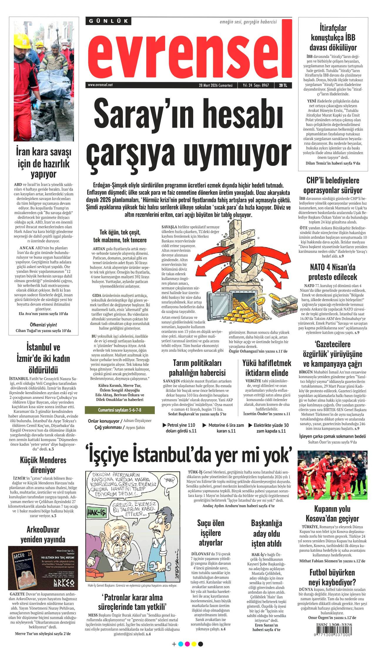Evrensel Gazetesi Gazete Manşeti