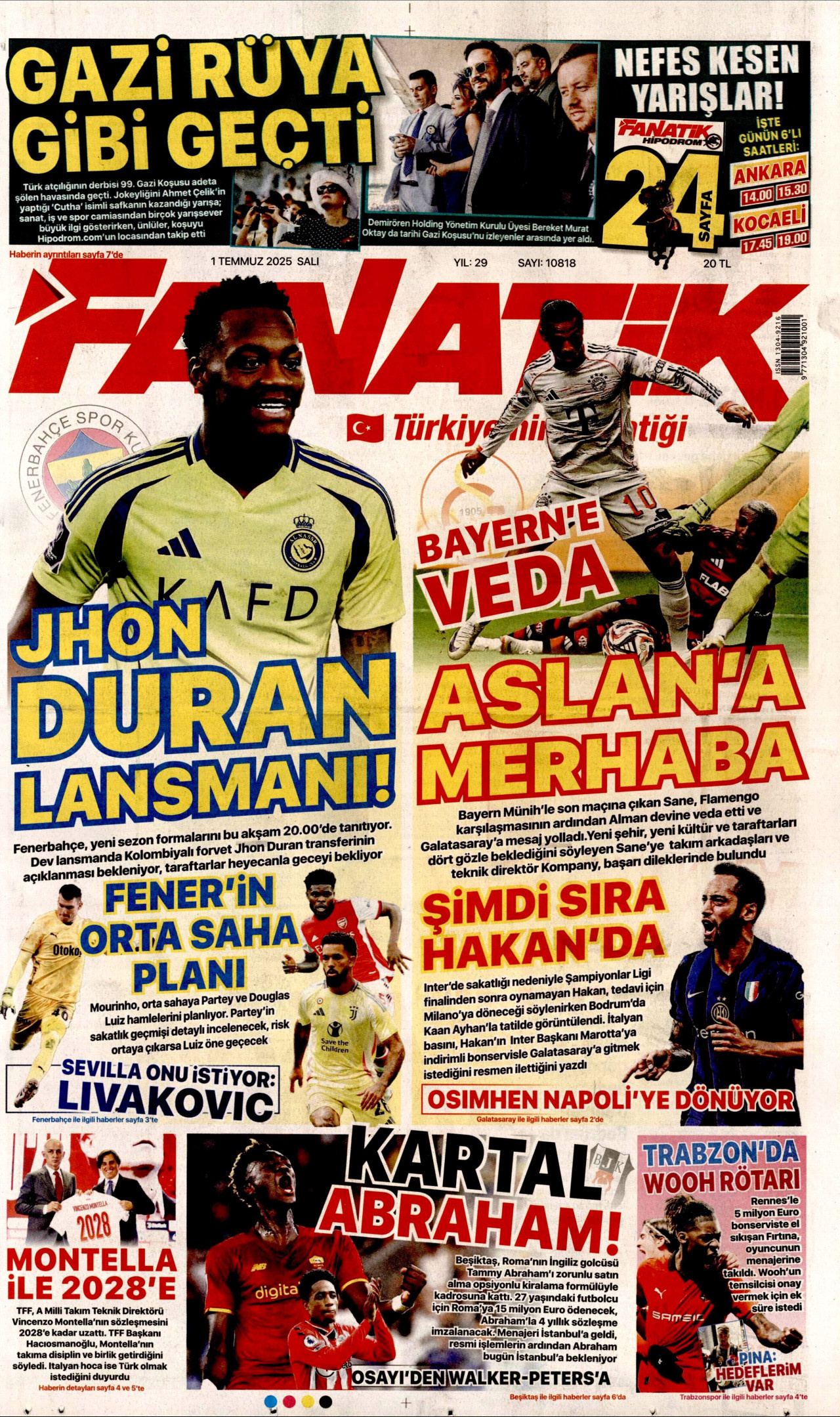 FANATİK Gazete Manşeti