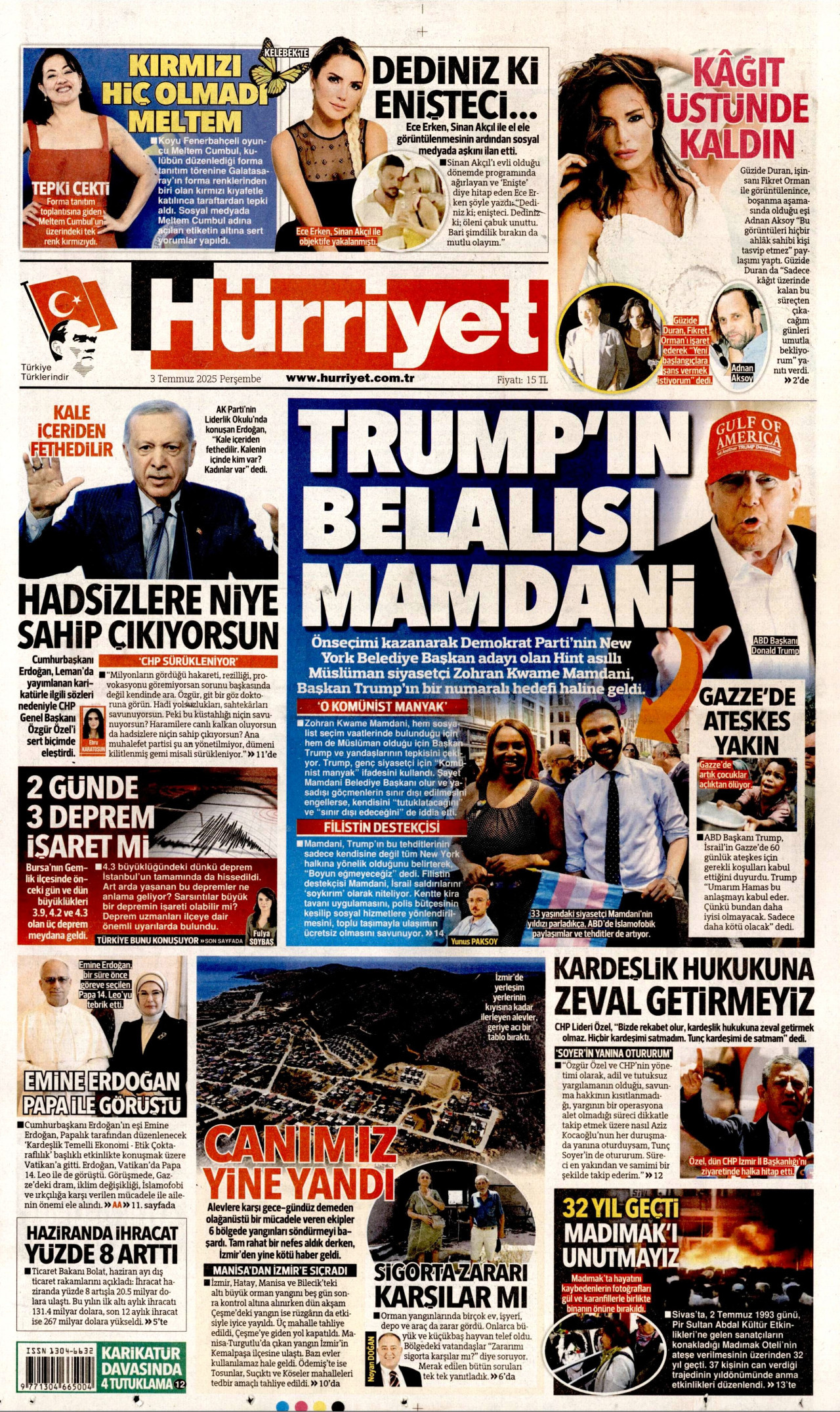 HÜRRİYET Gazete Manşeti