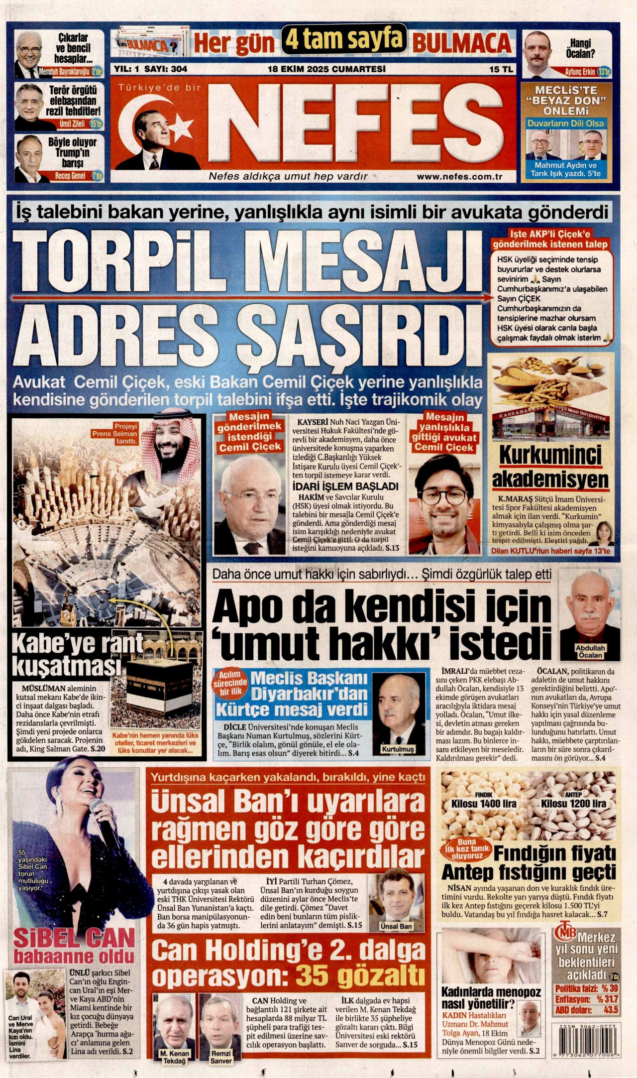 NEFES Gazete Manşeti