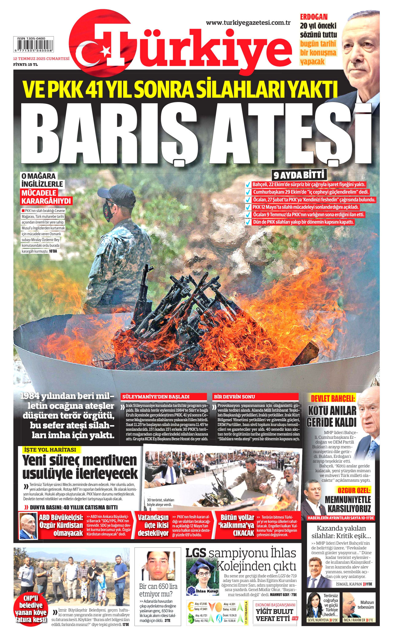 TÜRKİYE GAZETESİ Gazete Manşeti