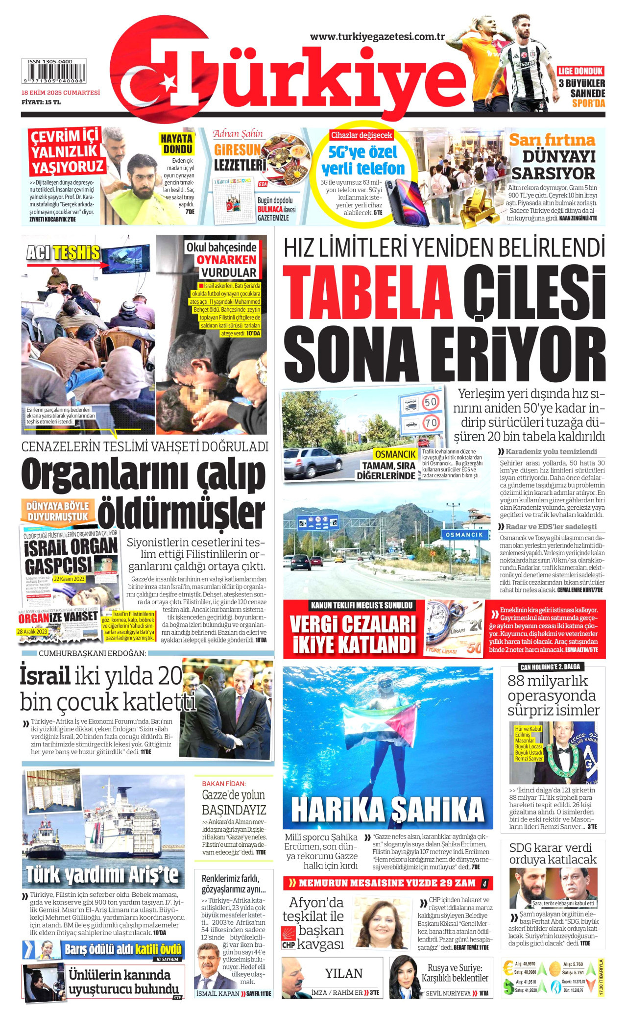 TÜRKİYE GAZETESİ Gazete Manşeti