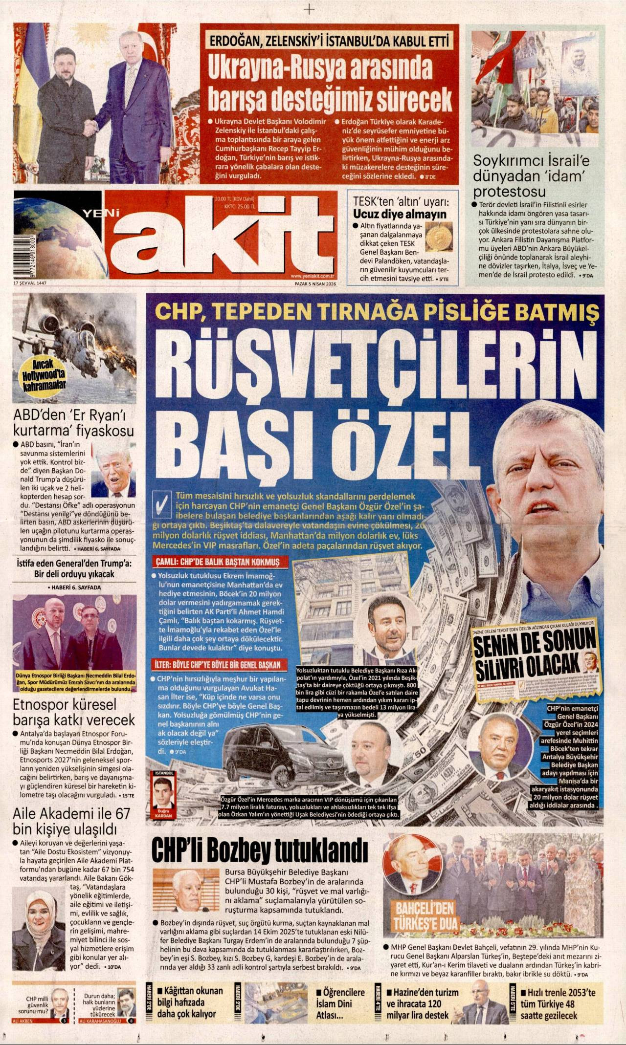 Yeni Akit Gazetesi Gazete Manşeti