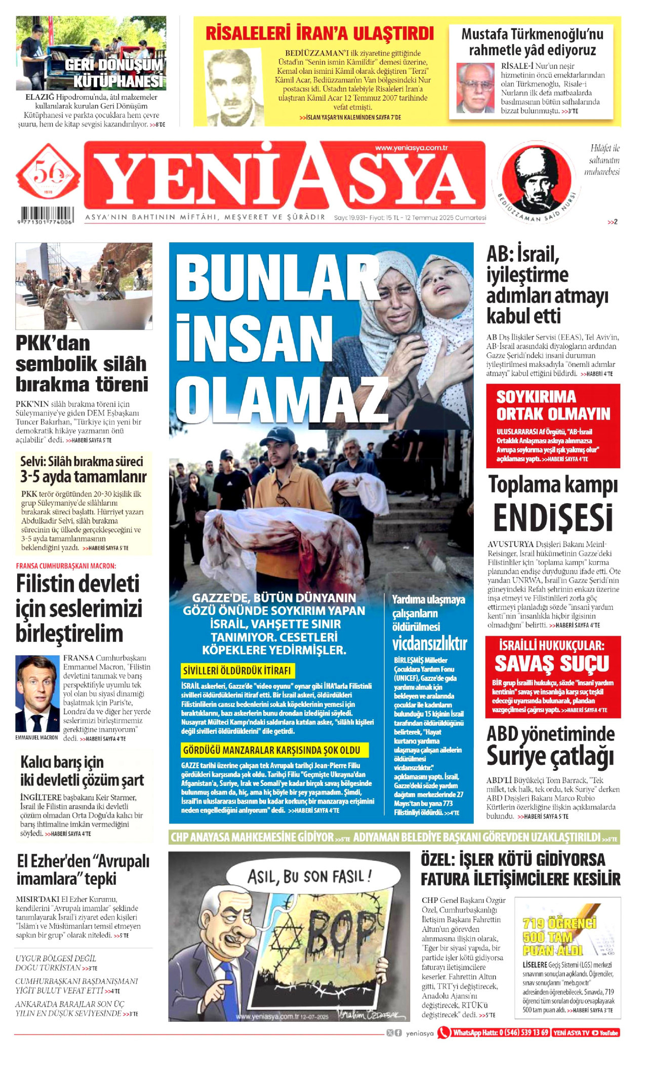 YENİ ASYA Gazete Manşeti