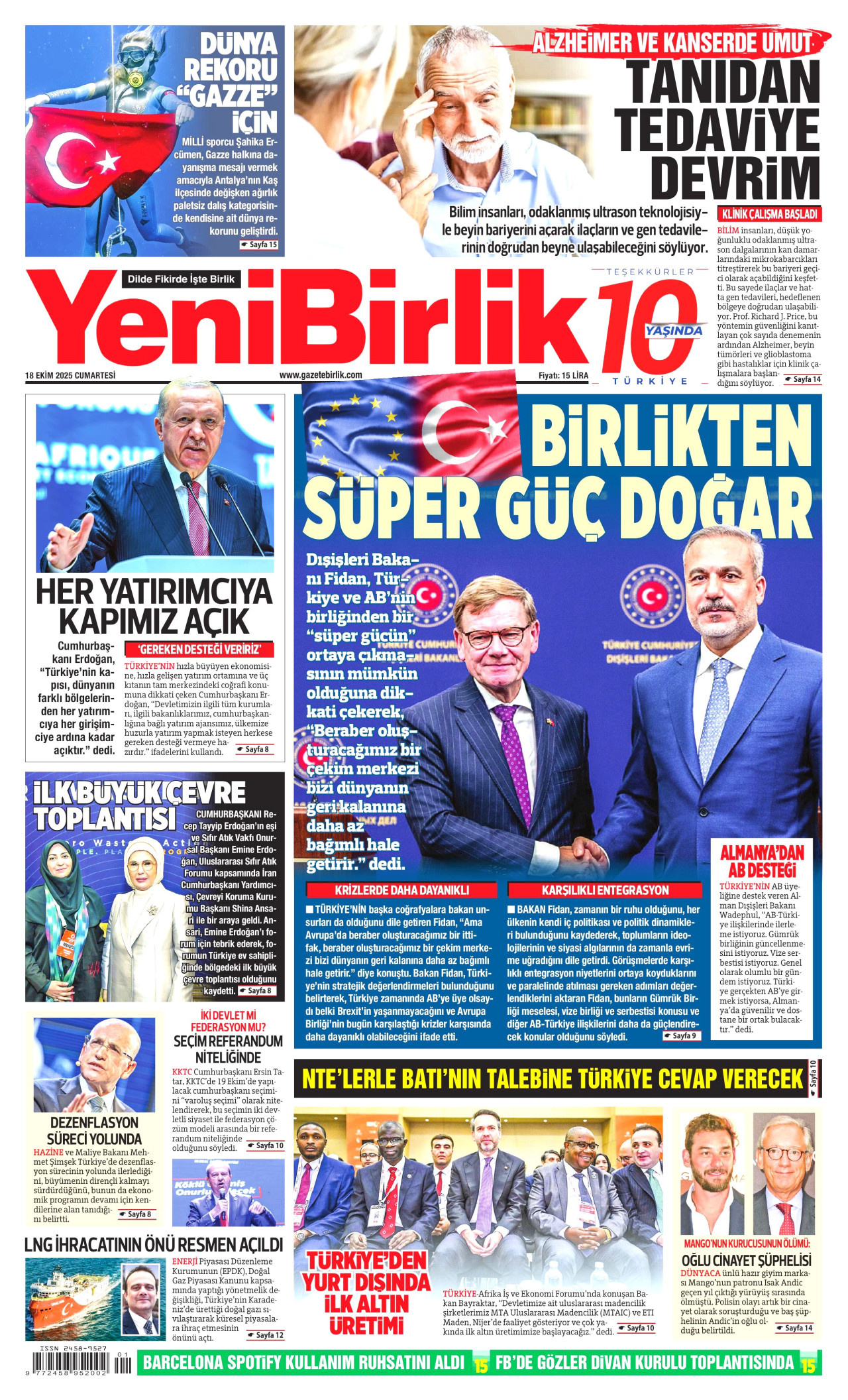 YENİBİRLİK Gazete Manşeti